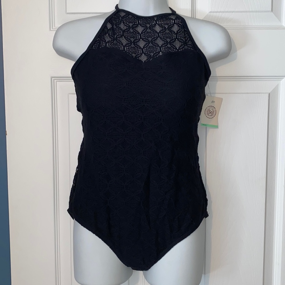 SO - Black Crochet One piece Swimsuit - Medium
